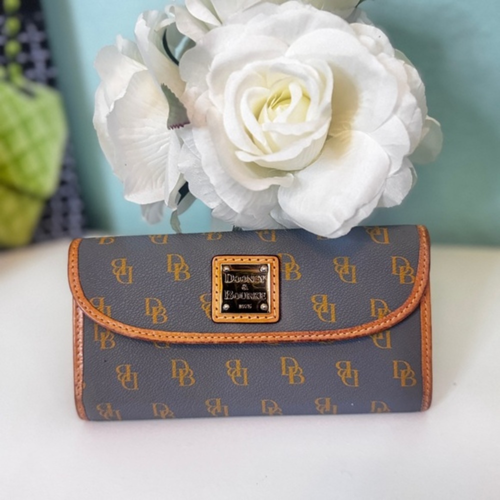 Dooney & Bourke Blue and Tan Monogram Wallet